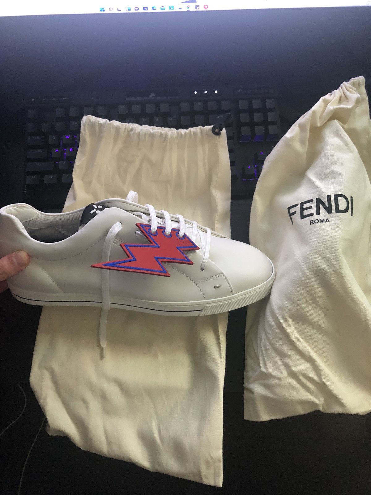 Fendi Fendi Lightning Bolt Leather Sneakers Size US 10 / EU 43 - 1 Thumbnail