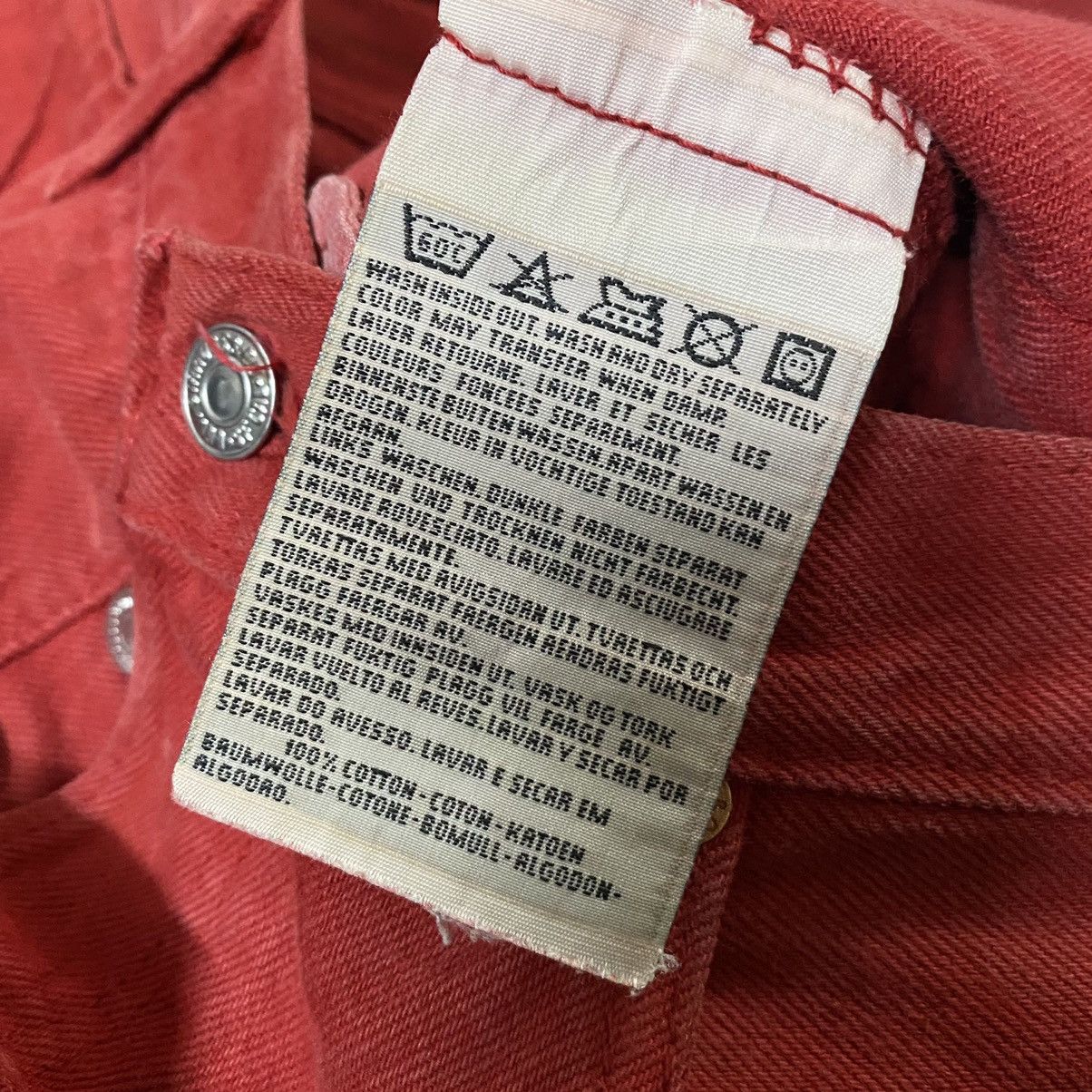 Levi's Vintage 90s Levis 501 Red Colour Jeans 34x35 Size US 34 / EU 50 - 14 Thumbnail