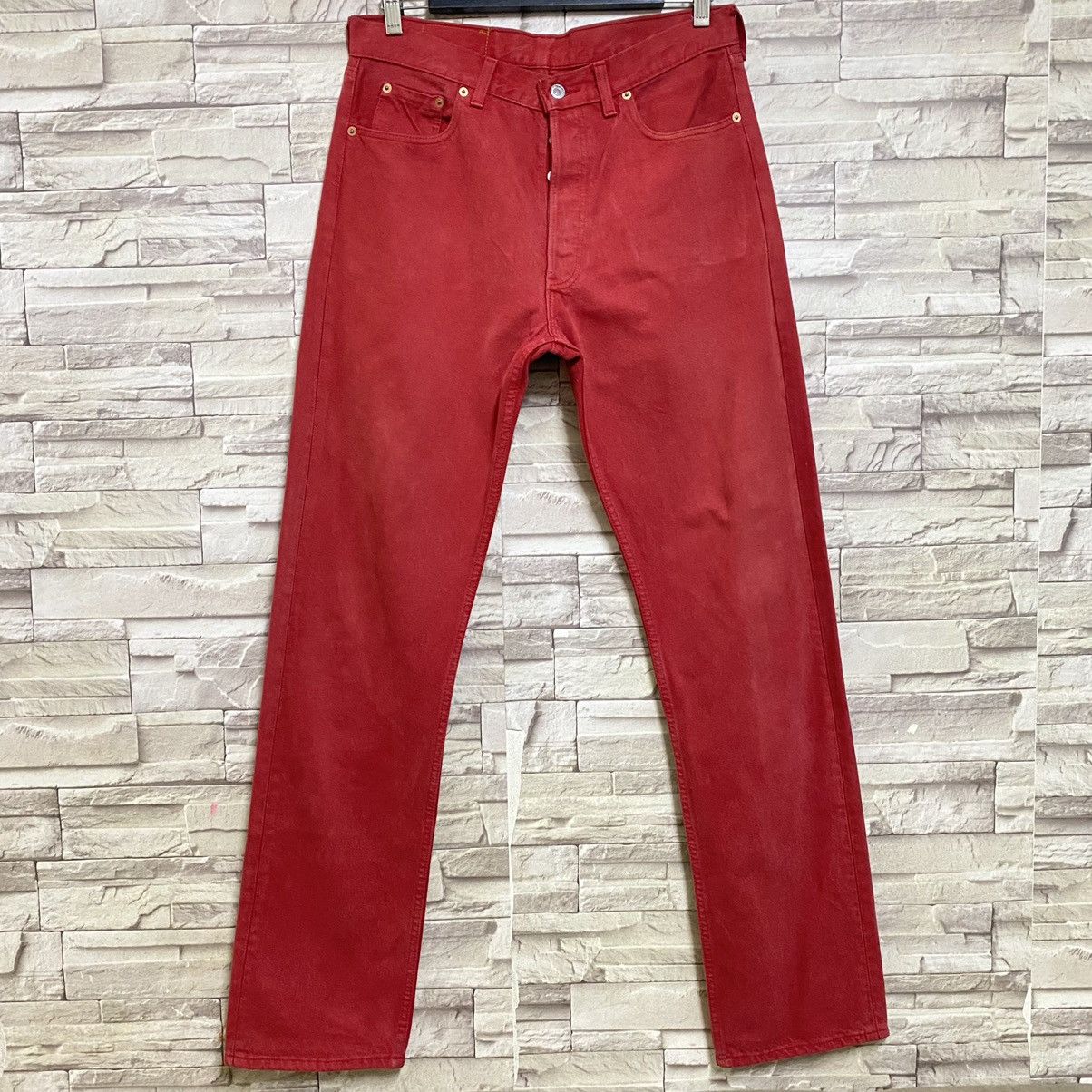 Levi's Vintage 90s Levis 501 Red Colour Jeans 34x35 Size US 34 / EU 50 - 3 Thumbnail