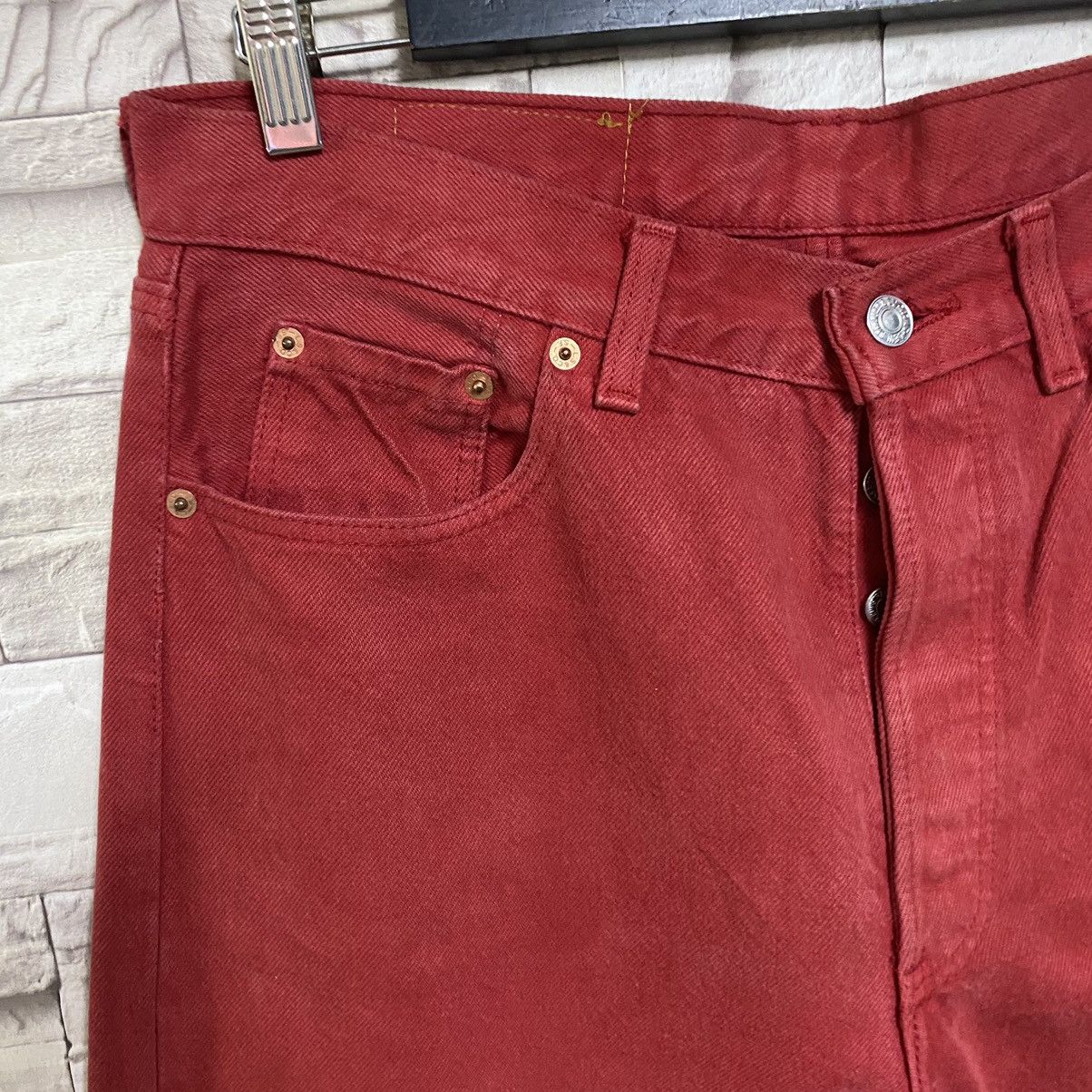 Levi's Vintage 90s Levis 501 Red Colour Jeans 34x35 Size US 34 / EU 50 - 6 Thumbnail