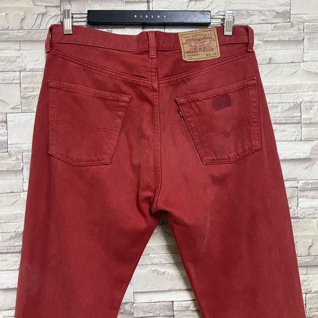 Levi's Vintage 90s Levis 501 Red Colour Jeans 34x35 Size US 34 / EU 50 - 9 Thumbnail