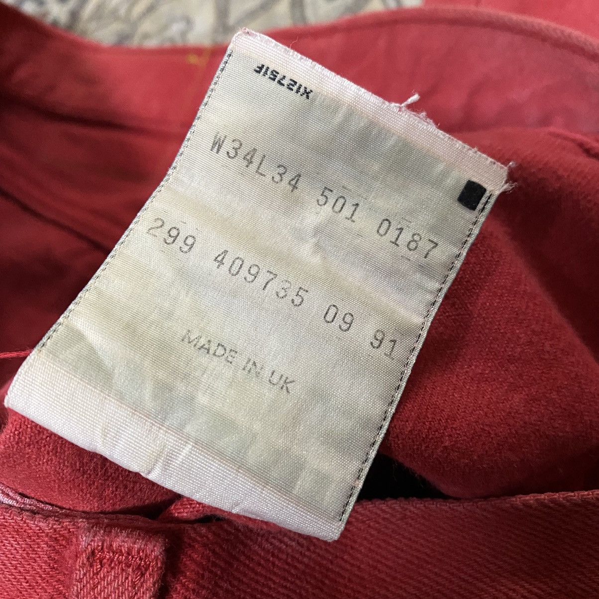 Levi's Vintage 90s Levis 501 Red Colour Jeans 34x35 Size US 34 / EU 50 - 15 Thumbnail