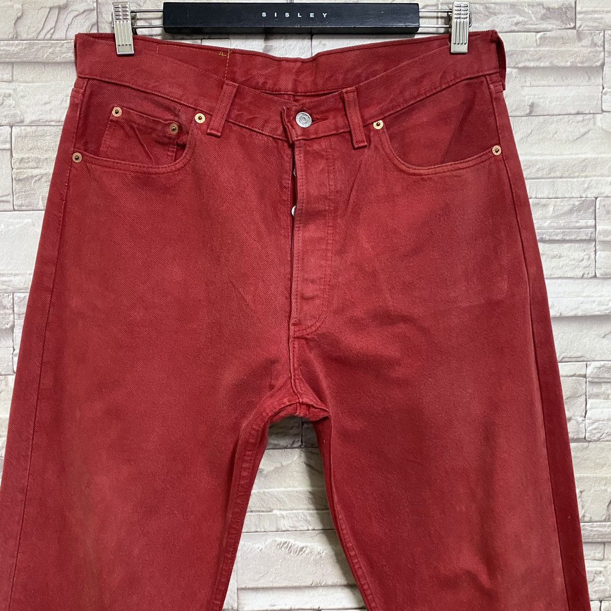 Levi's Vintage 90s Levis 501 Red Colour Jeans 34x35 Size US 34 / EU 50 - 4 Thumbnail