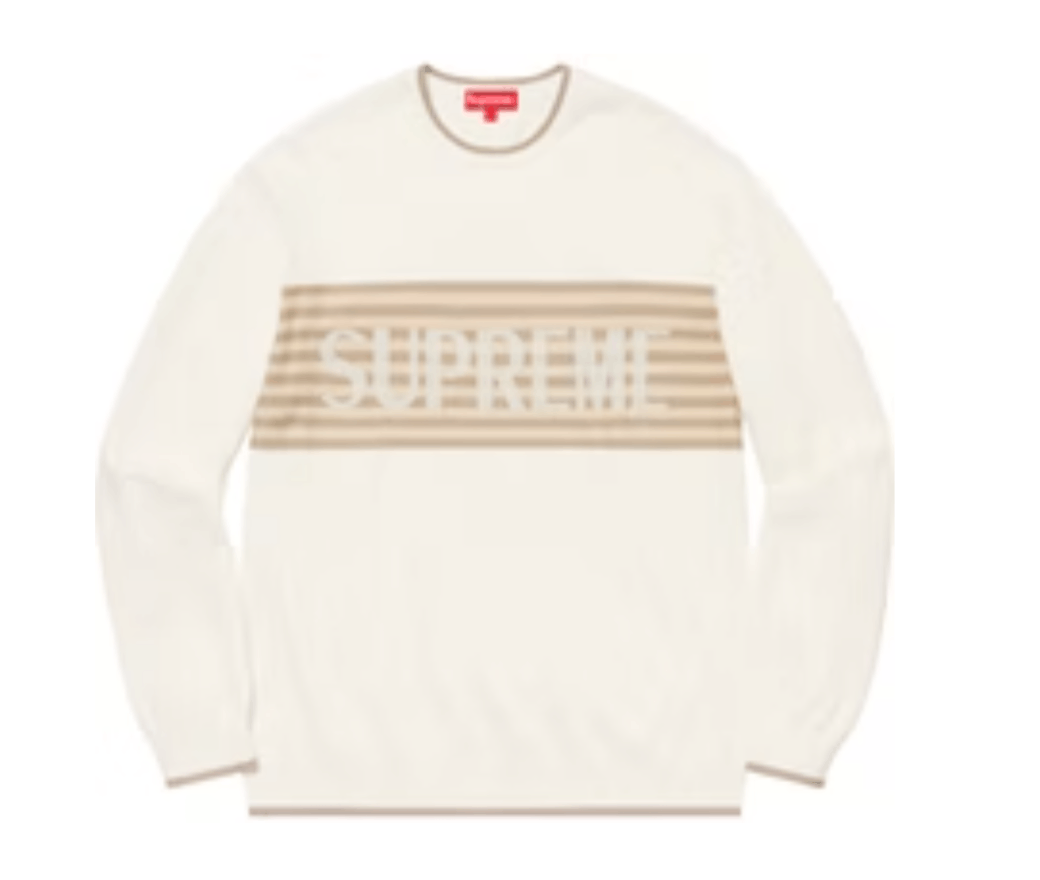 Brand New! Supreme S/S 20 Chest Stripe Sweater (Ivory) Large