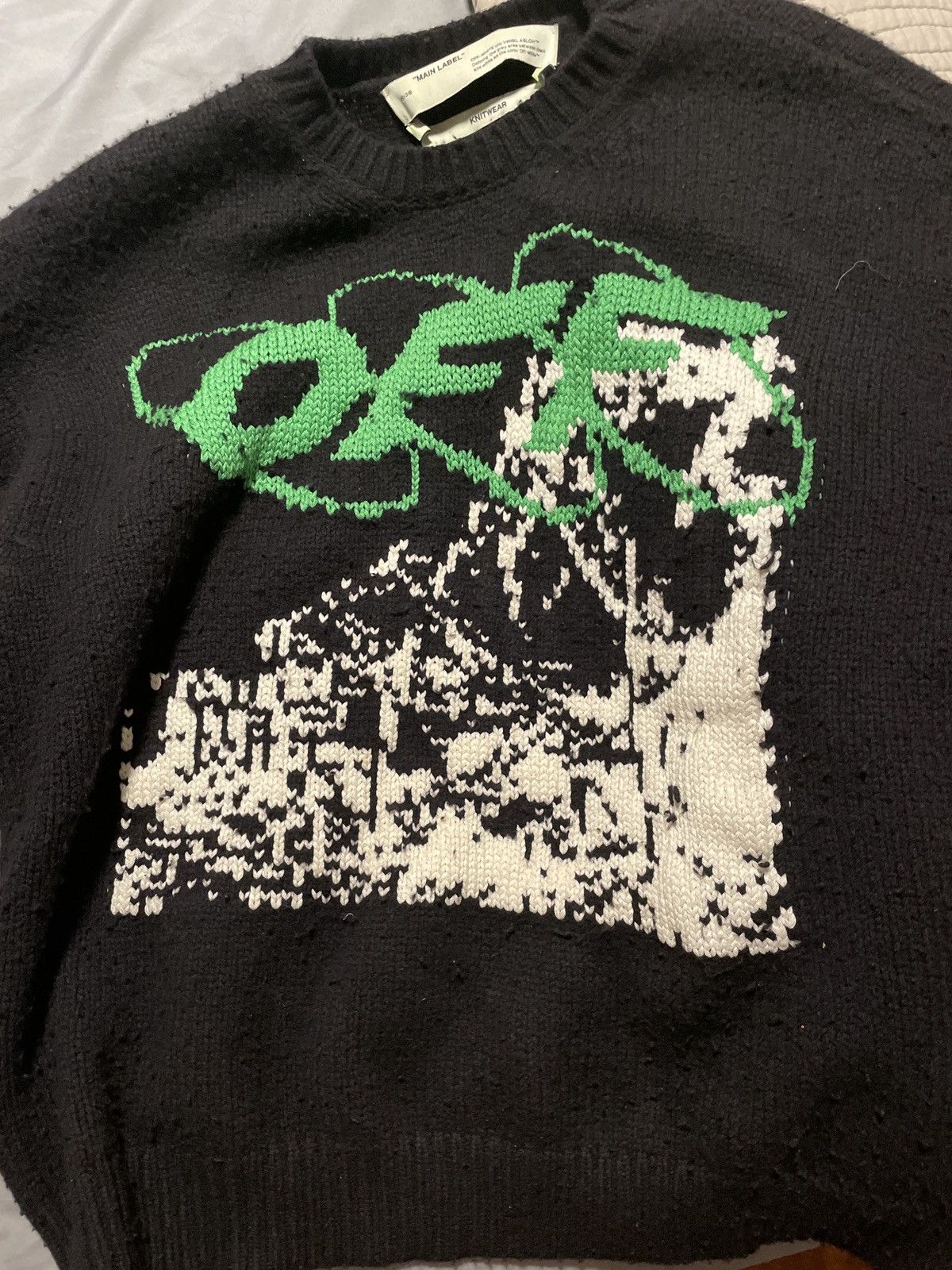 image of Off White Off-White 19Aw Ruined Factory Knit Sweater Playboi Carti in Black, Men's (Size Large)