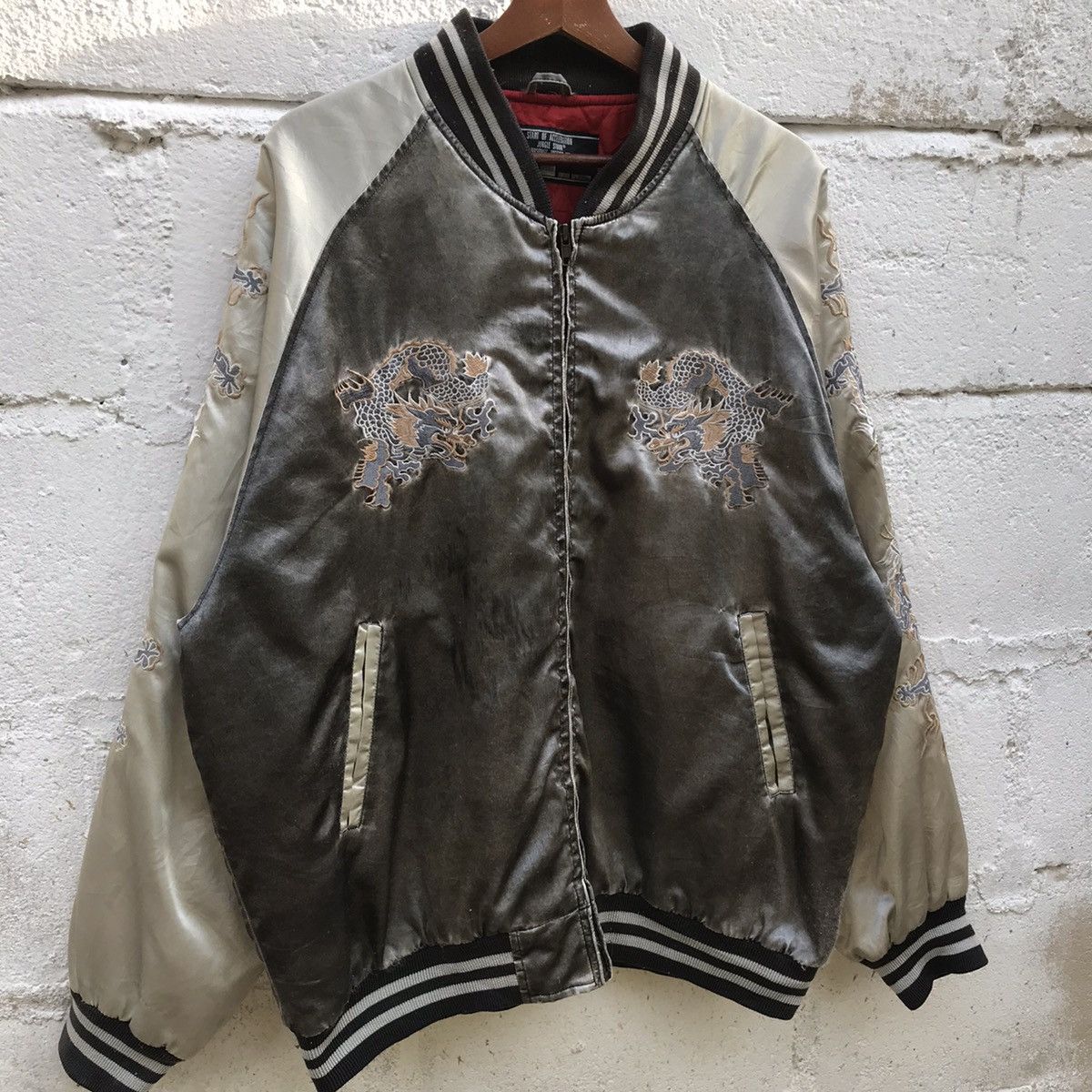 Japanese Brand Sukajan Dragon Embroidery Zipup Jacket Size US XL / EU 56 / 4 - 4 Thumbnail