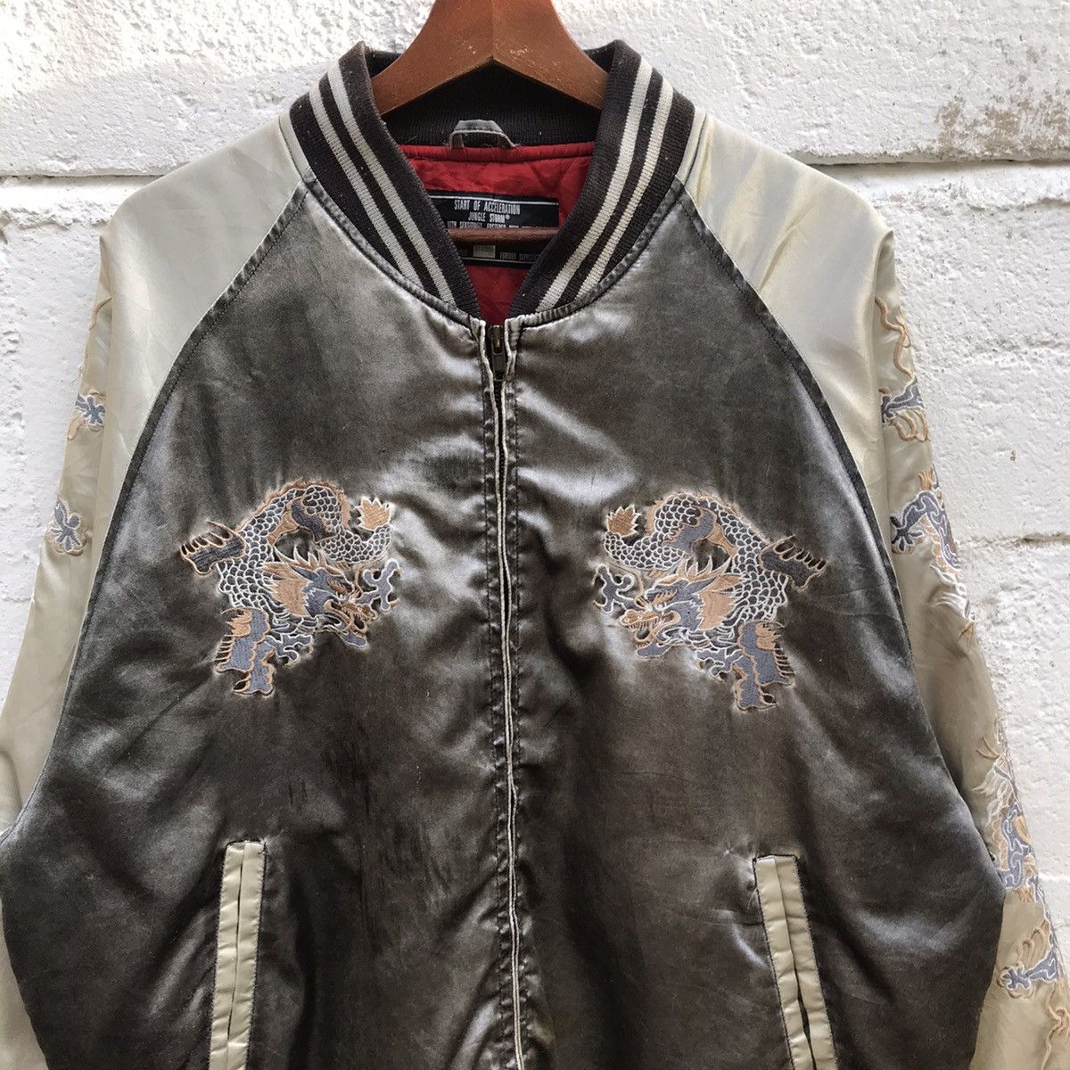 Japanese Brand Sukajan Dragon Embroidery Zipup Jacket Size US XL / EU 56 / 4 - 5 Thumbnail