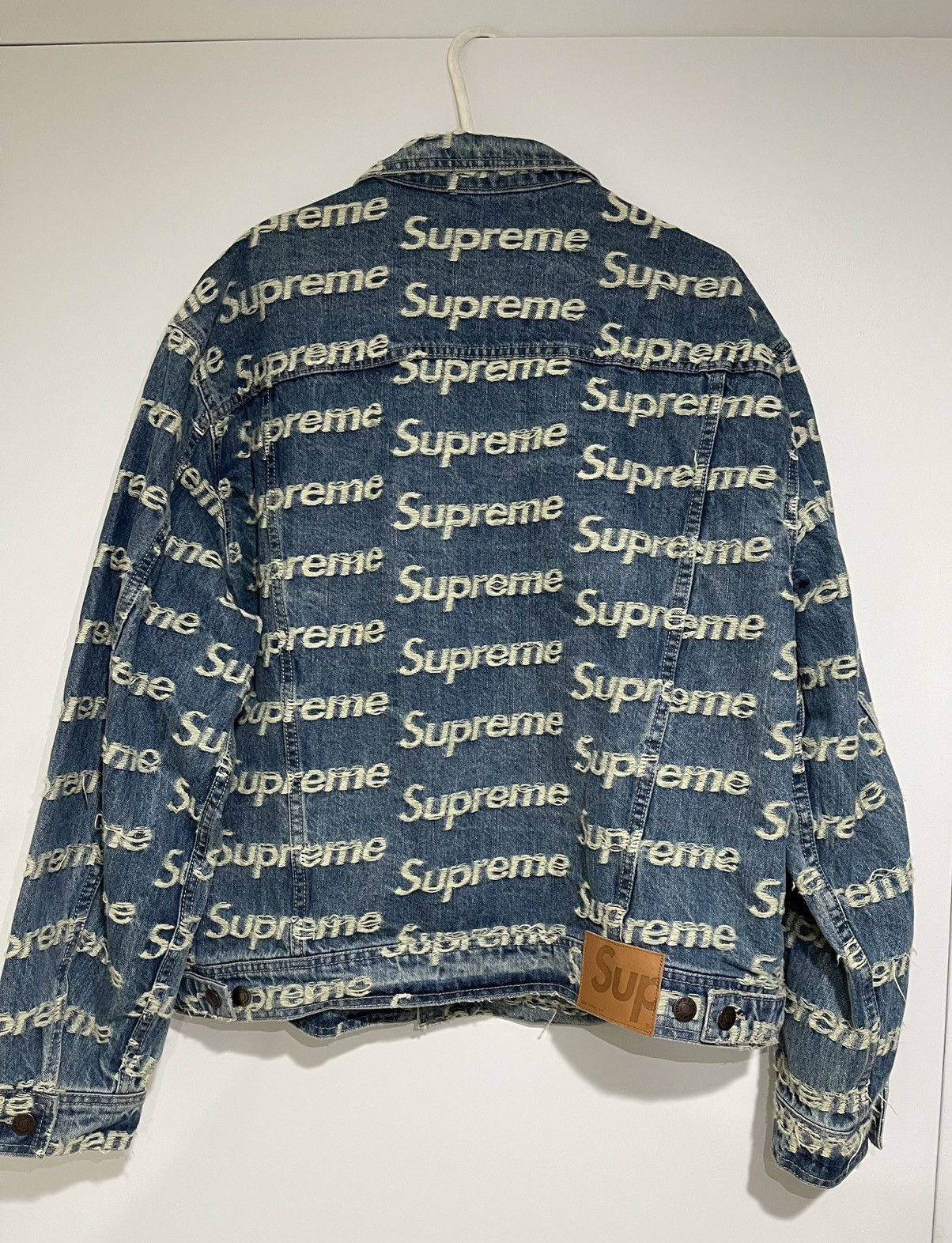 Supreme Supreme Frayed Logos Denim Blue Trucker Jacket SS21 | Grailed