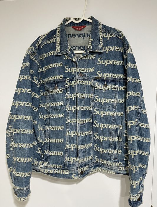 Supreme Supreme Frayed Logos Denim Blue Trucker Jacket SS21 | Grailed