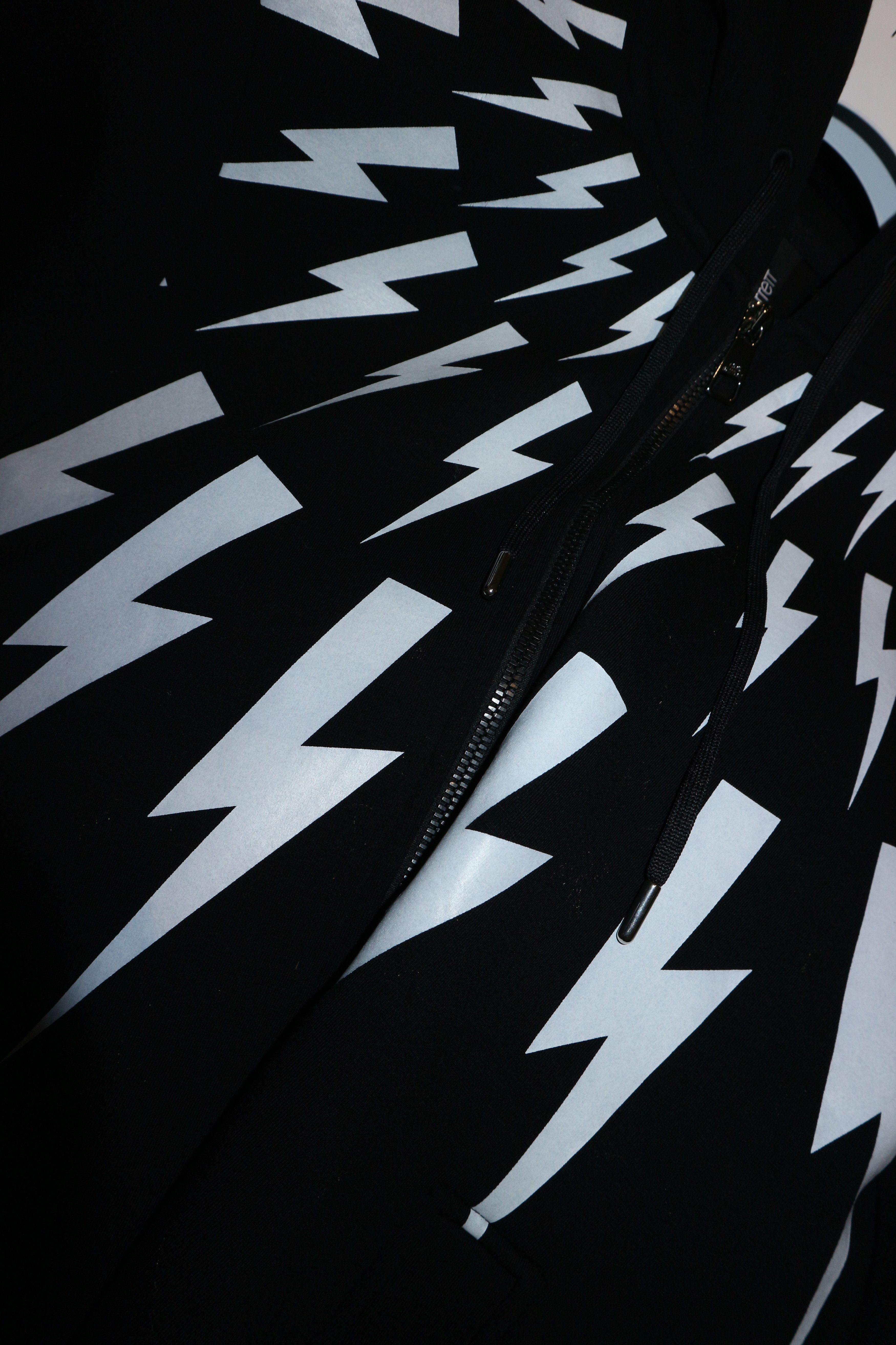 Neil Barrett Lightning bolt print neoprene zip hoodie Size US S / EU 44-46 / 1 - 8 Thumbnail