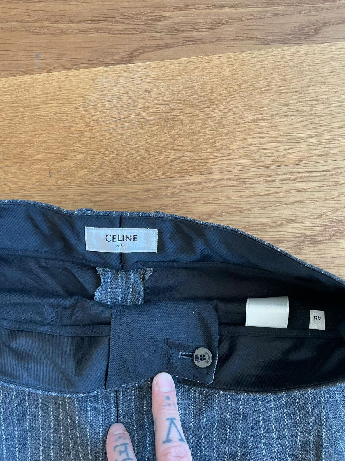 Celine Tailored grey pinstripe trousers “Dancing Kid” collection Size 48R - 4 Thumbnail