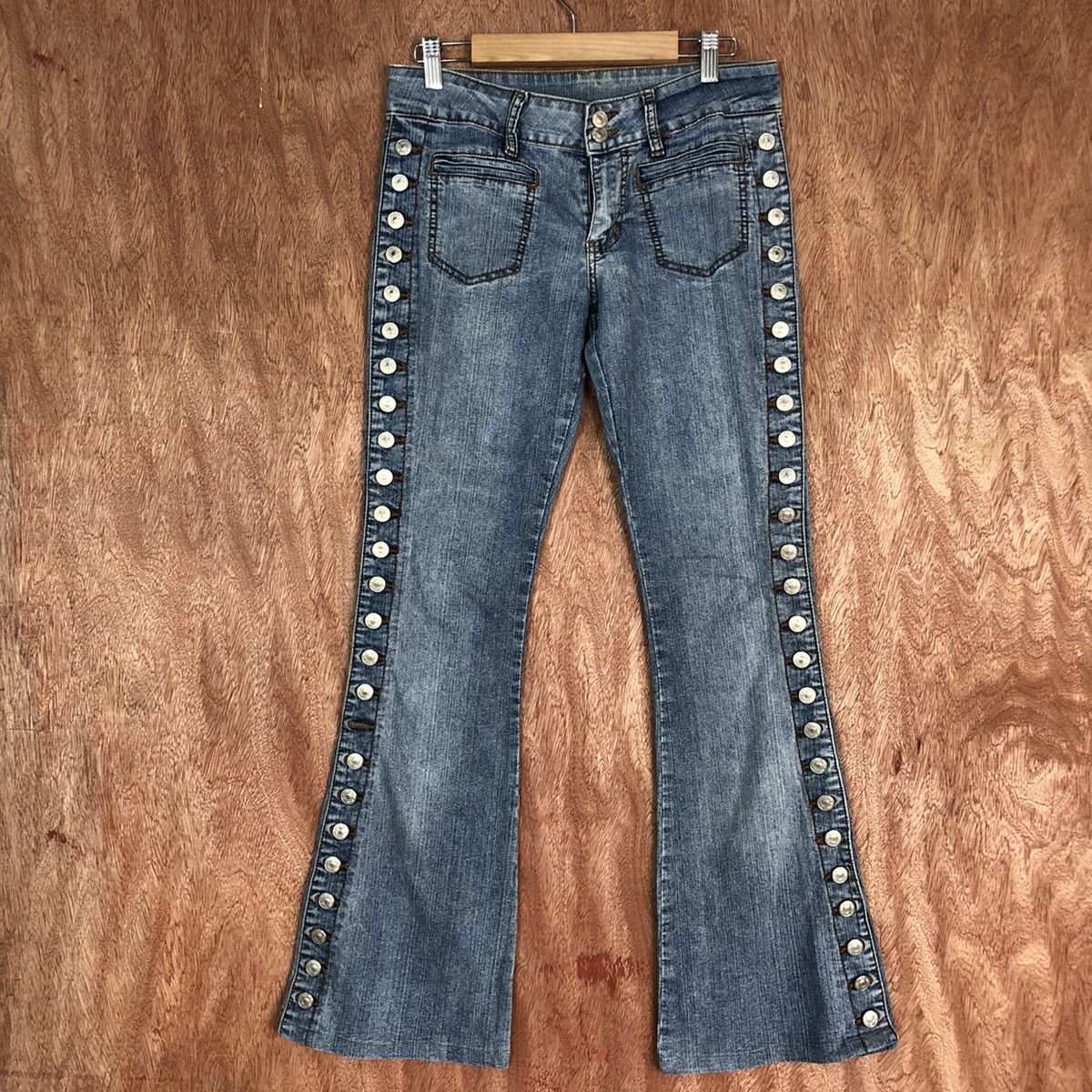 image of Japanese/unbeanded Denim Side Buttonup Bootcut Pants, Men's (Size 28)
