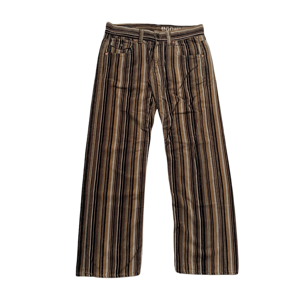 Gowest japanese brand stripe multi color corduroy pants Bottoms