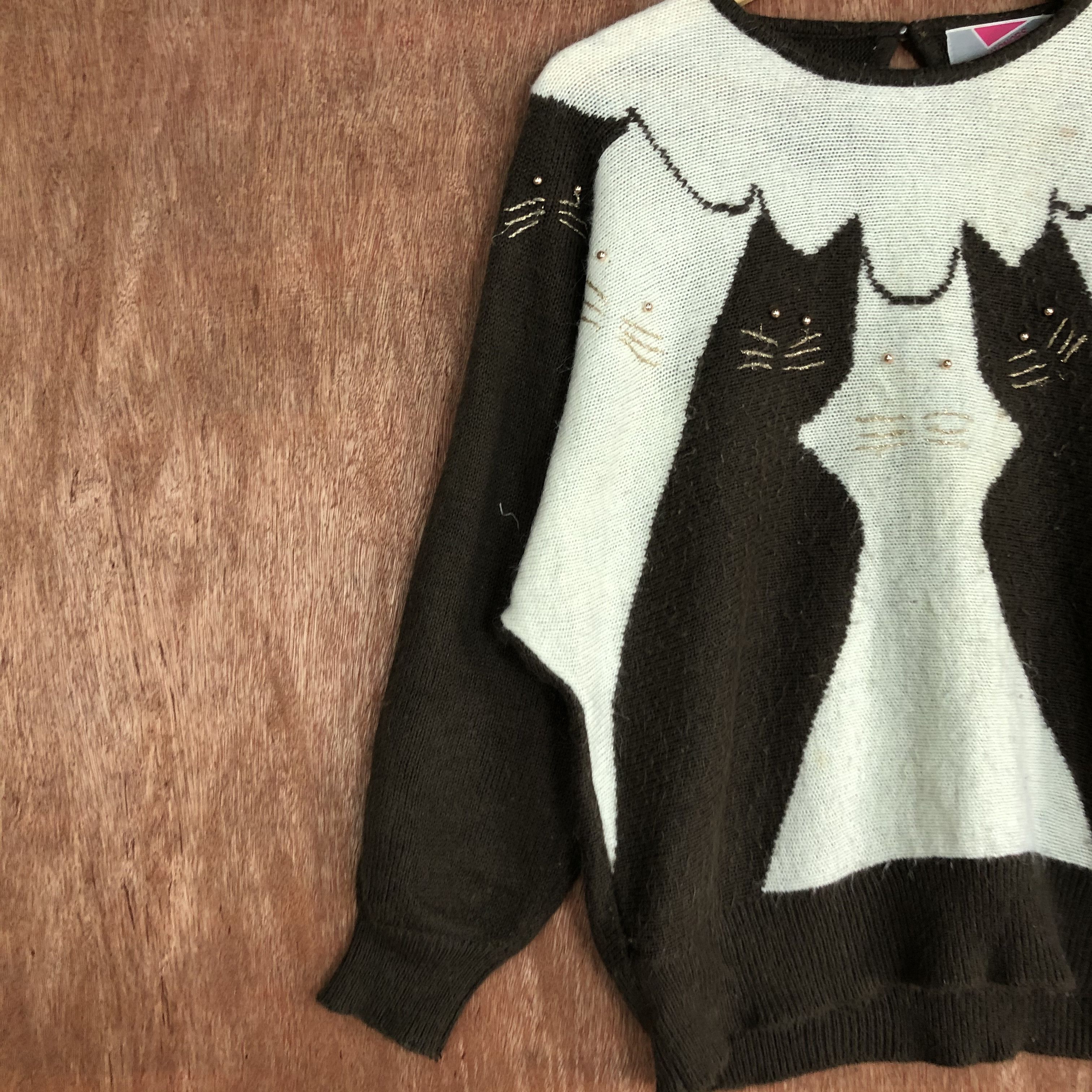 Vintage DLL Honors Brown cat art Knitwear #c562 Size L / US 10 / IT 46 - 11 Thumbnail