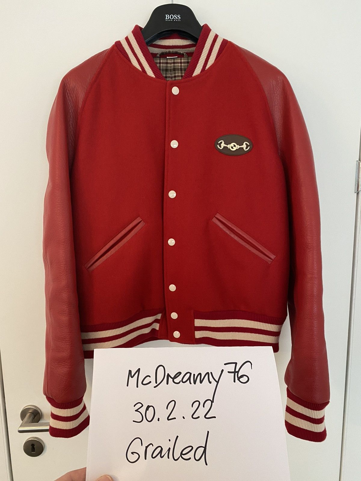 Gucci Horsebit Leather Sleeve Wool Varsity Bomber Jacket Grailed