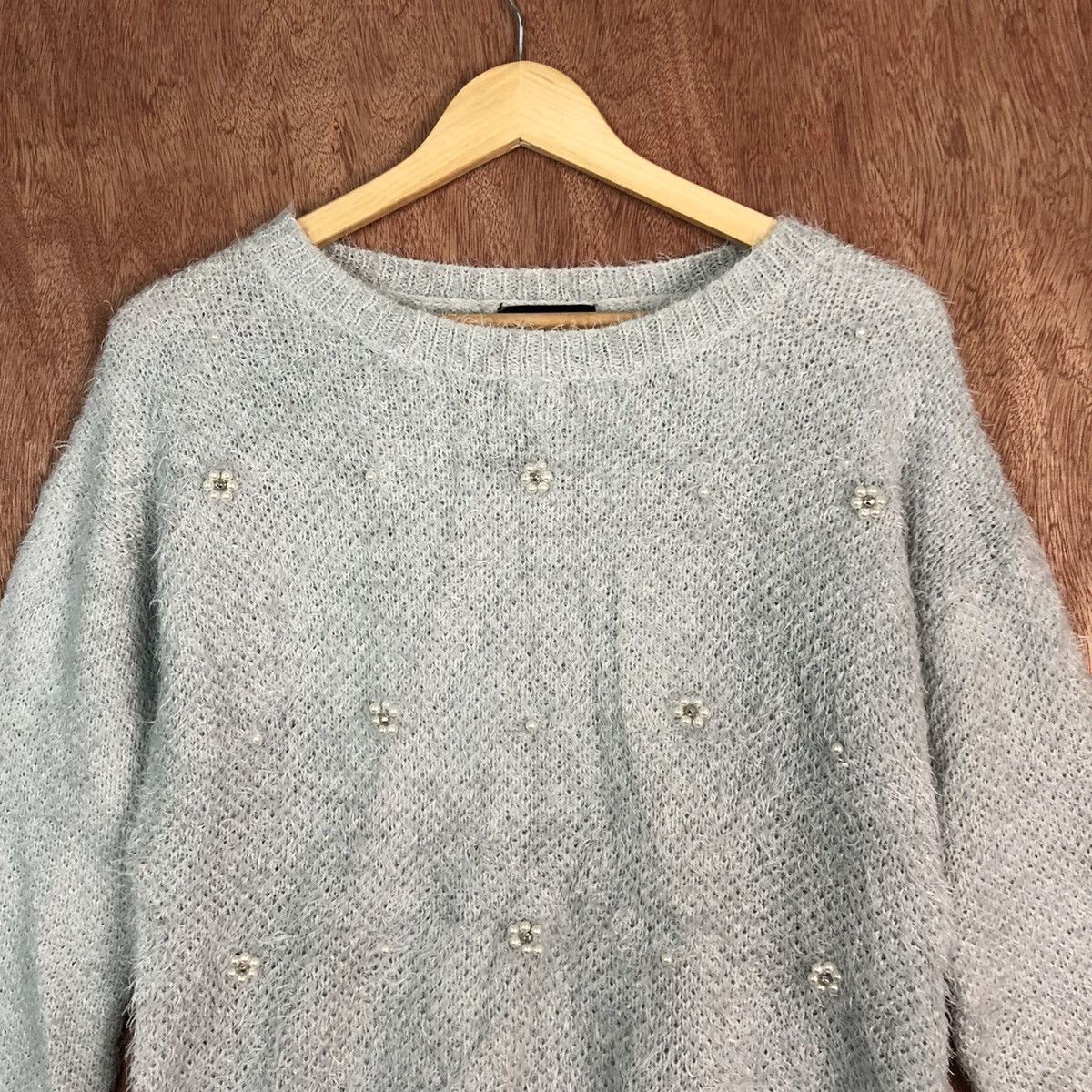Homespun Knitwear DLL Sorridere Grey Mohair Shag Shaggy knitwear #c385 Size M / US 6-8 / IT 42-44 - 2 Thumbnail