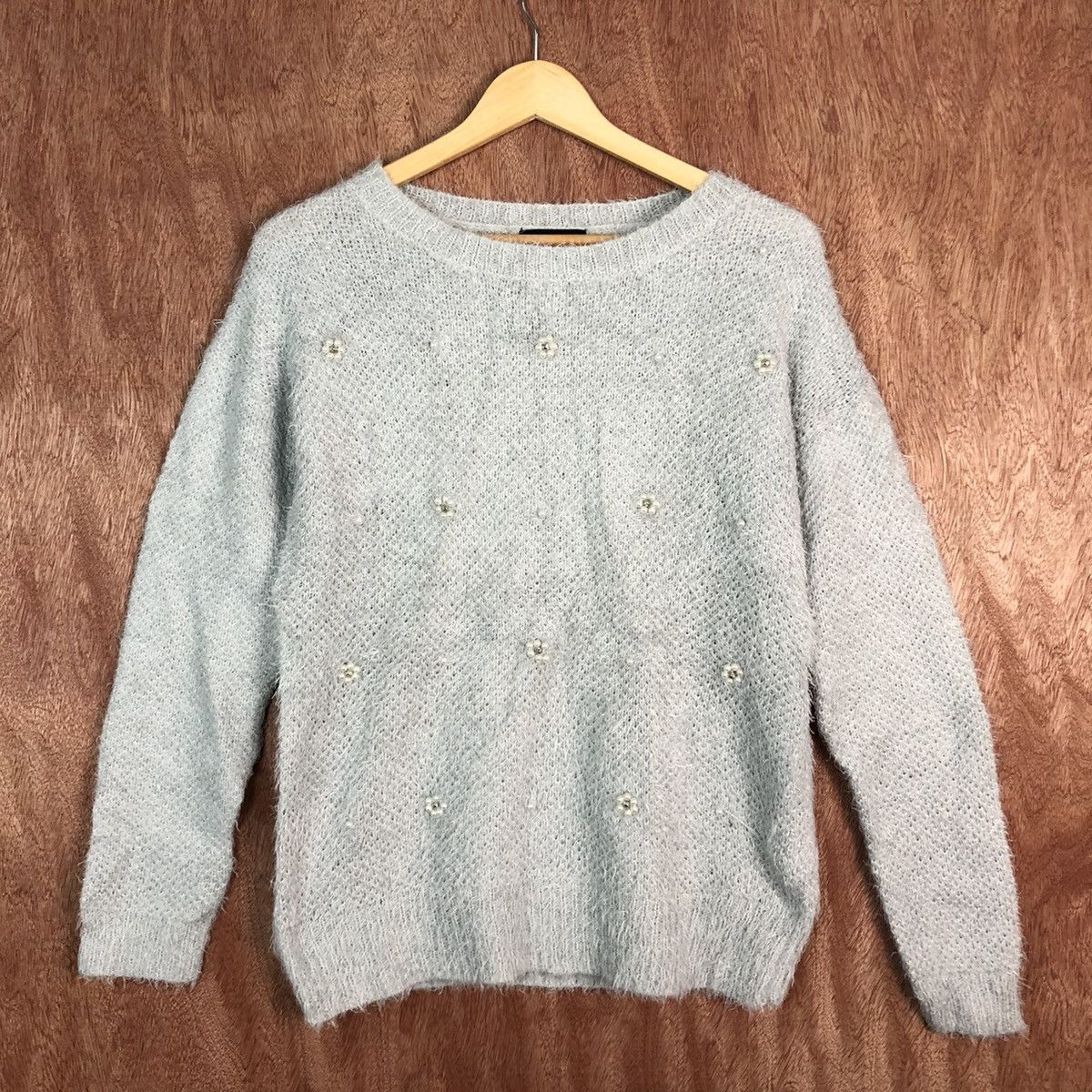 Homespun Knitwear DLL Sorridere Grey Mohair Shag Shaggy knitwear #c385 Size M / US 6-8 / IT 42-44 - 3 Thumbnail