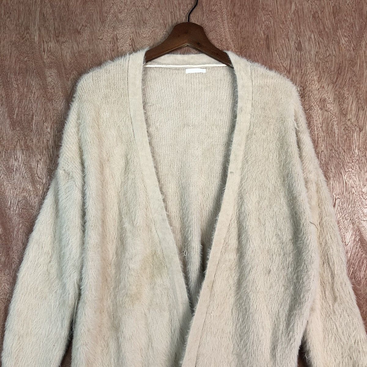 Homespun Knitwear DL Japan GU Light Brown knitwear mohair fur Cardigan #c362 Size US L / EU 52-54 / 3 - 8 Thumbnail