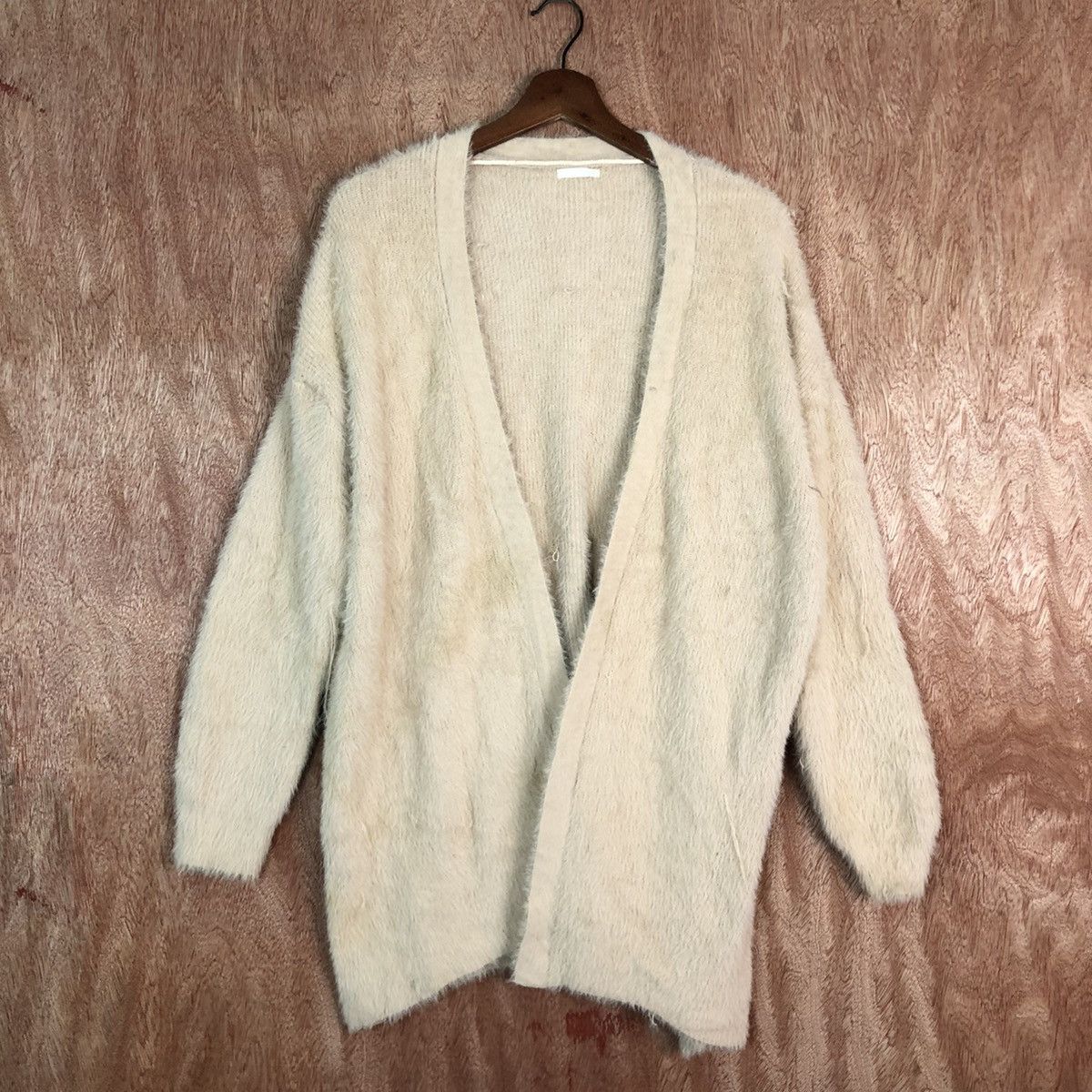 Homespun Knitwear DL Japan GU Light Brown knitwear mohair fur Cardigan #c362 Size US L / EU 52-54 / 3 - 1 Thumbnail