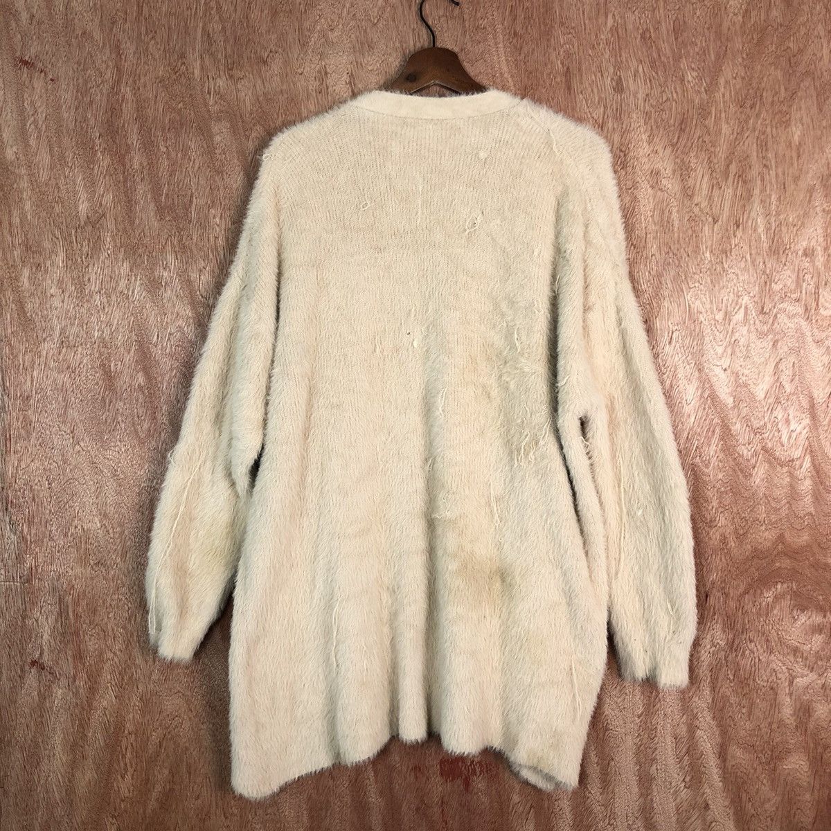 Homespun Knitwear DL Japan GU Light Brown knitwear mohair fur Cardigan #c362 Size US L / EU 52-54 / 3 - 10 Thumbnail