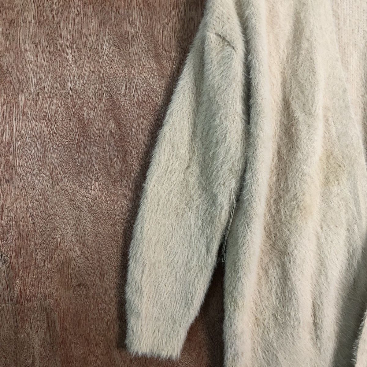 Homespun Knitwear DL Japan GU Light Brown knitwear mohair fur Cardigan #c362 Size US L / EU 52-54 / 3 - 7 Thumbnail