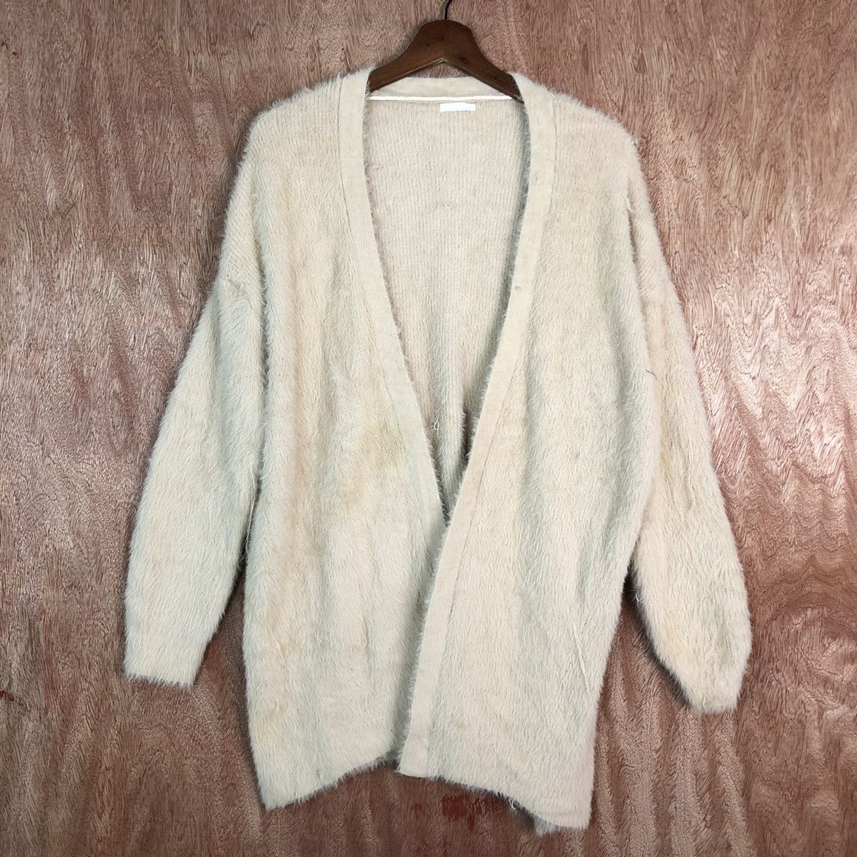 Homespun Knitwear DL Japan GU Light Brown knitwear mohair fur Cardigan #c362 Size US L / EU 52-54 / 3 - 3 Thumbnail