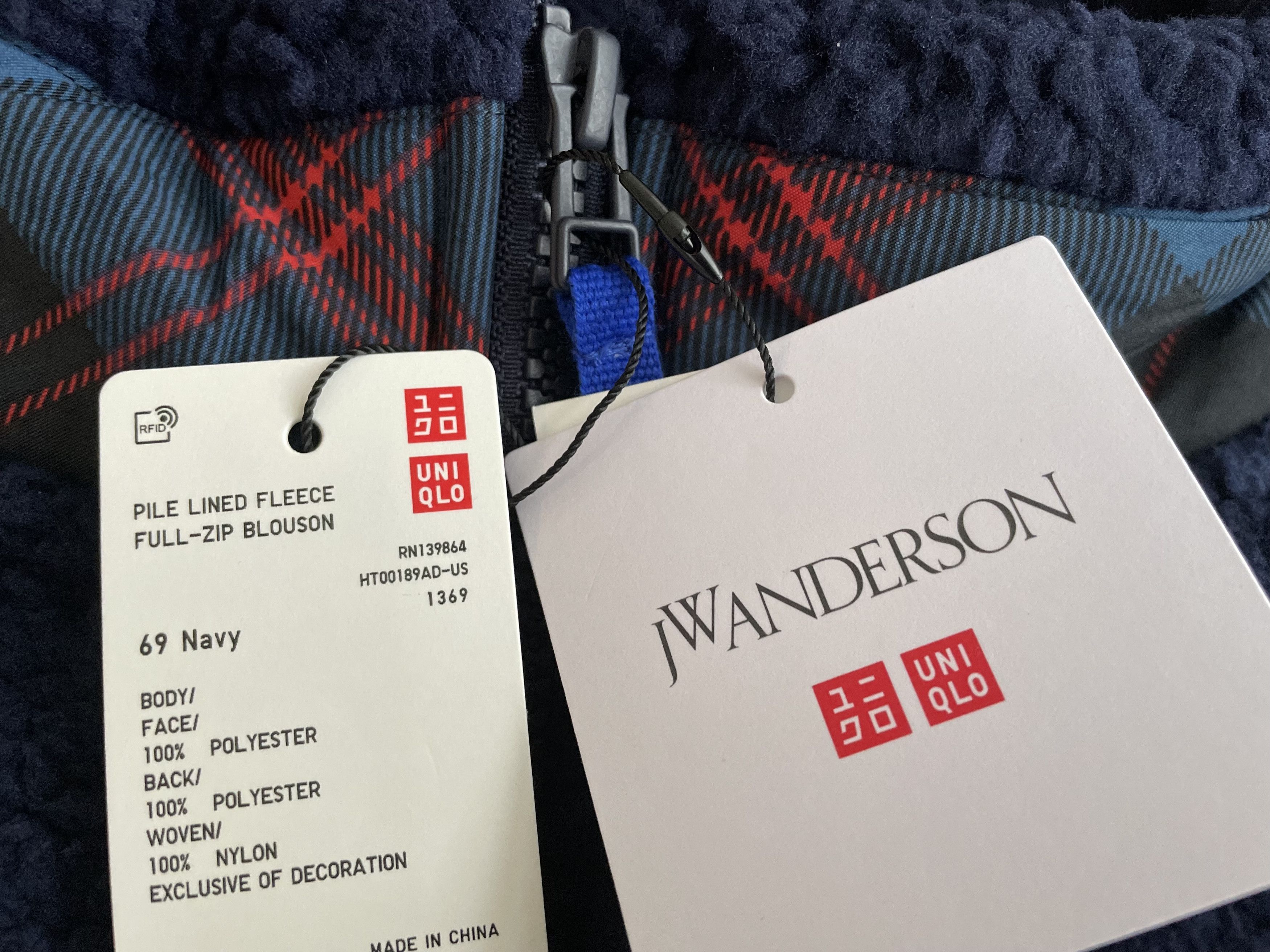 JW Anderson × Uniqlo XL Extra Large Navy Fleece Jacket Pile-Lined Full-Zip Coat Size US XL / EU 56 / 4 - 10 Thumbnail