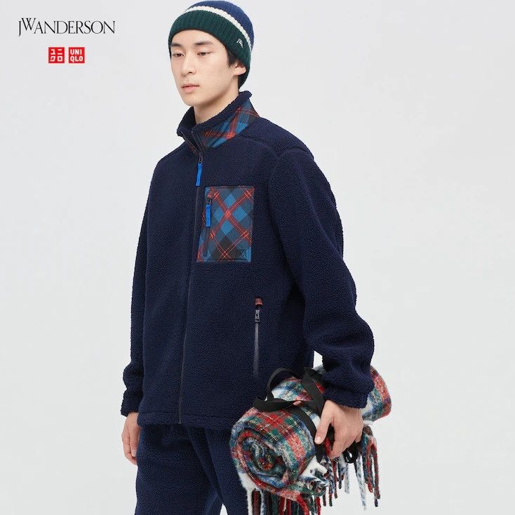 JW Anderson × Uniqlo XL Extra Large Navy Fleece Jacket Pile-Lined Full-Zip Coat Size US XL / EU 56 / 4 - 2 Thumbnail