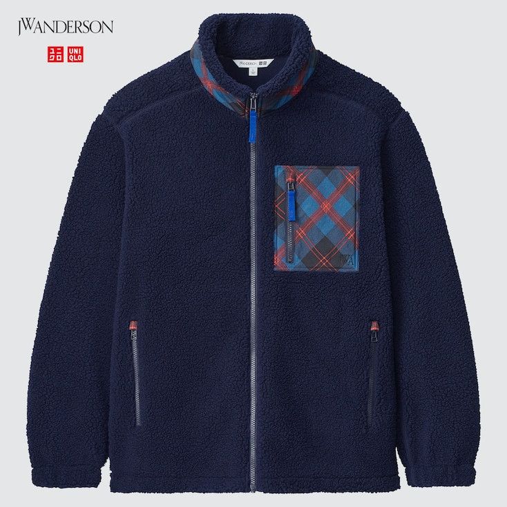 JW Anderson × Uniqlo XL Extra Large Navy Fleece Jacket Pile-Lined Full-Zip Coat Size US XL / EU 56 / 4 - 5 Thumbnail