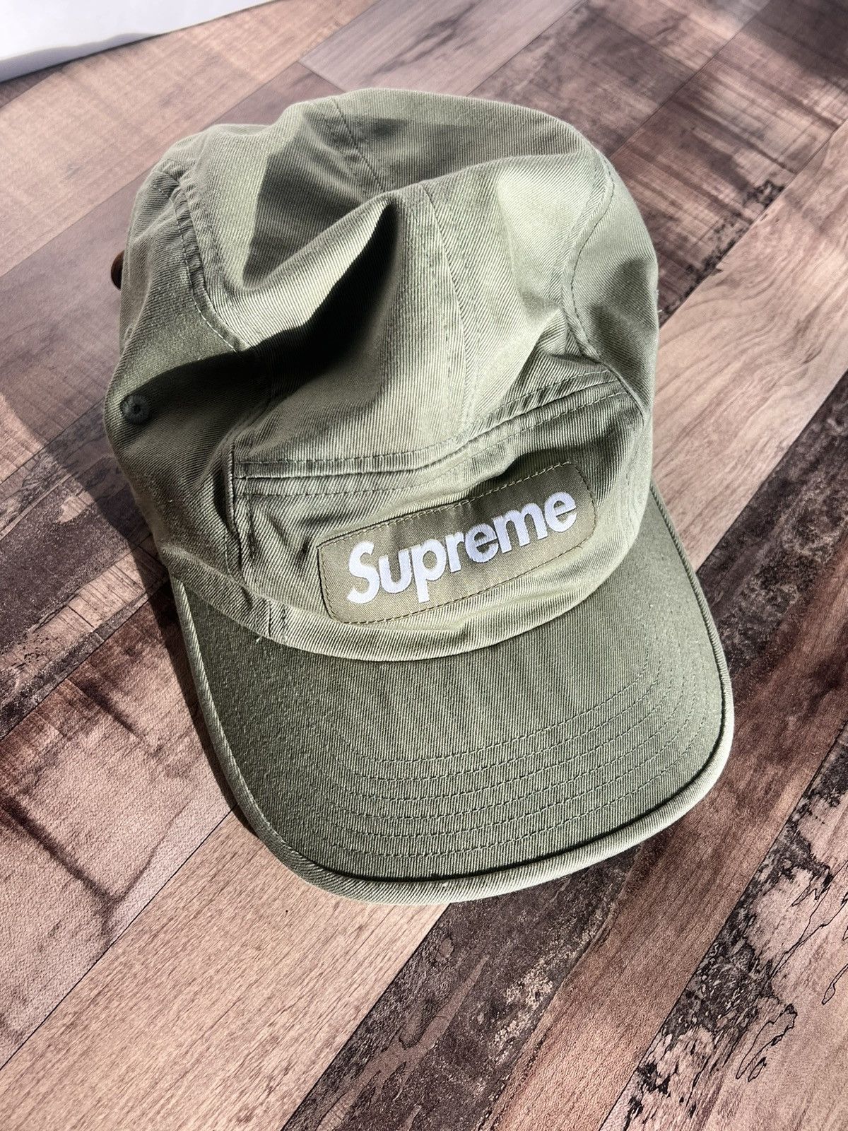 Supreme Supreme Washed Chino Twill Camp Cap Light Olive SS21 | Grailed