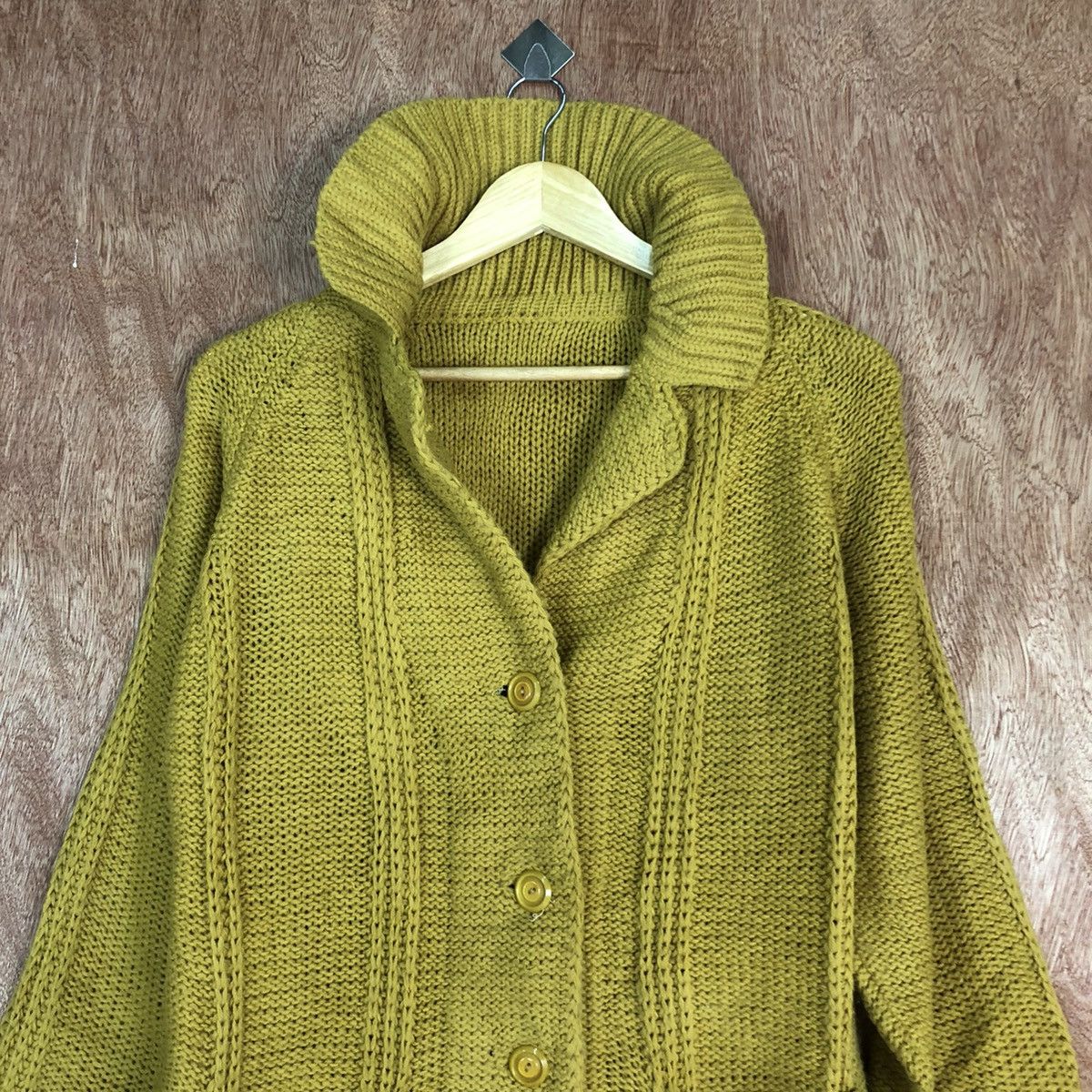 Homespun Knitwear DLL Japan Brand Mustard Shaggy Cardigan #c606 Size US M / EU 48-50 / 2 - 8 Thumbnail