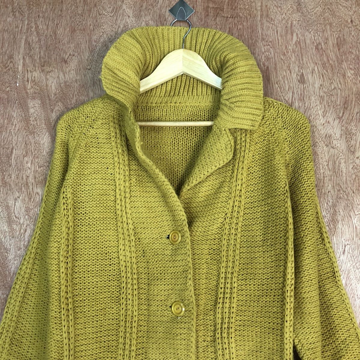 Homespun Knitwear DLL Japan Brand Mustard Shaggy Cardigan #c606 Size US M / EU 48-50 / 2 - 2 Thumbnail