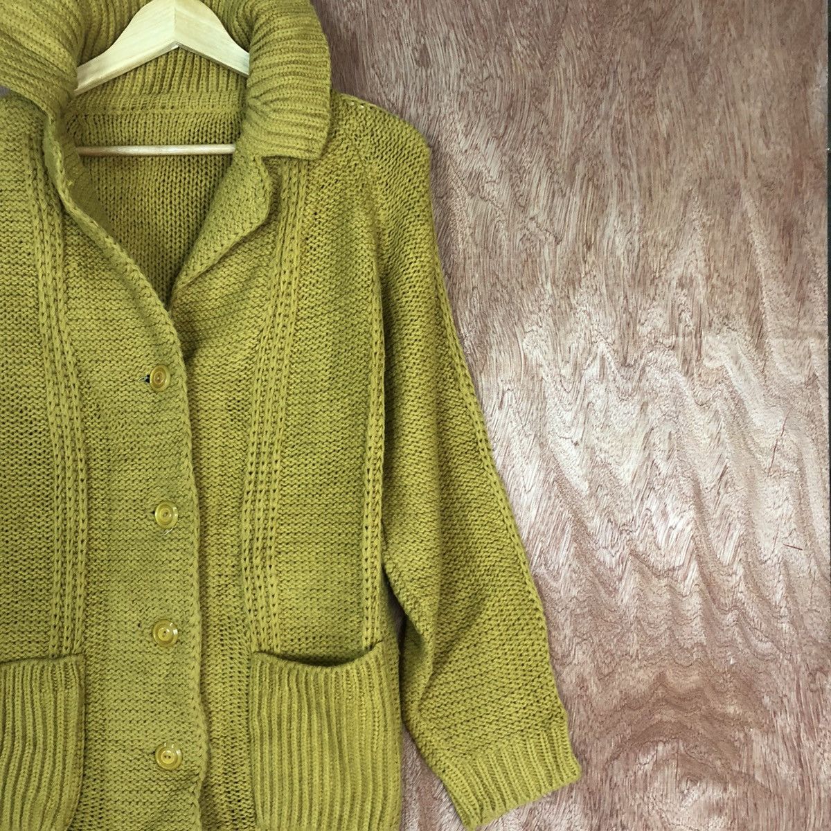 Homespun Knitwear DLL Japan Brand Mustard Shaggy Cardigan #c606 Size US M / EU 48-50 / 2 - 5 Thumbnail