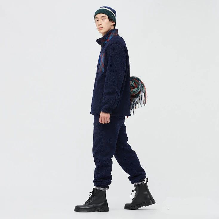 JW Anderson × Uniqlo Medium Navy Blue Fleece Pants Pile-Lined Sherpa Joggers Size US 31 - 14 Thumbnail