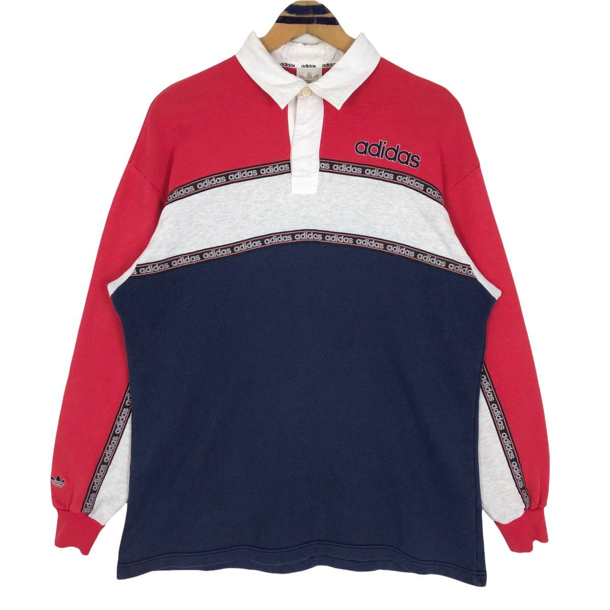 Adidas Vintage 90s Adidas Originals Collar Sweatshirt Size US L / EU 52-54 / 3 - 1 Thumbnail