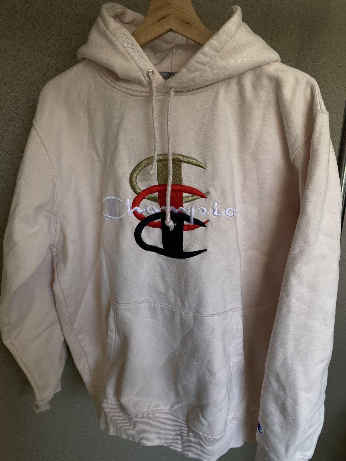 Supreme Champion Stacked C Hooded Sweatshirt Size L 