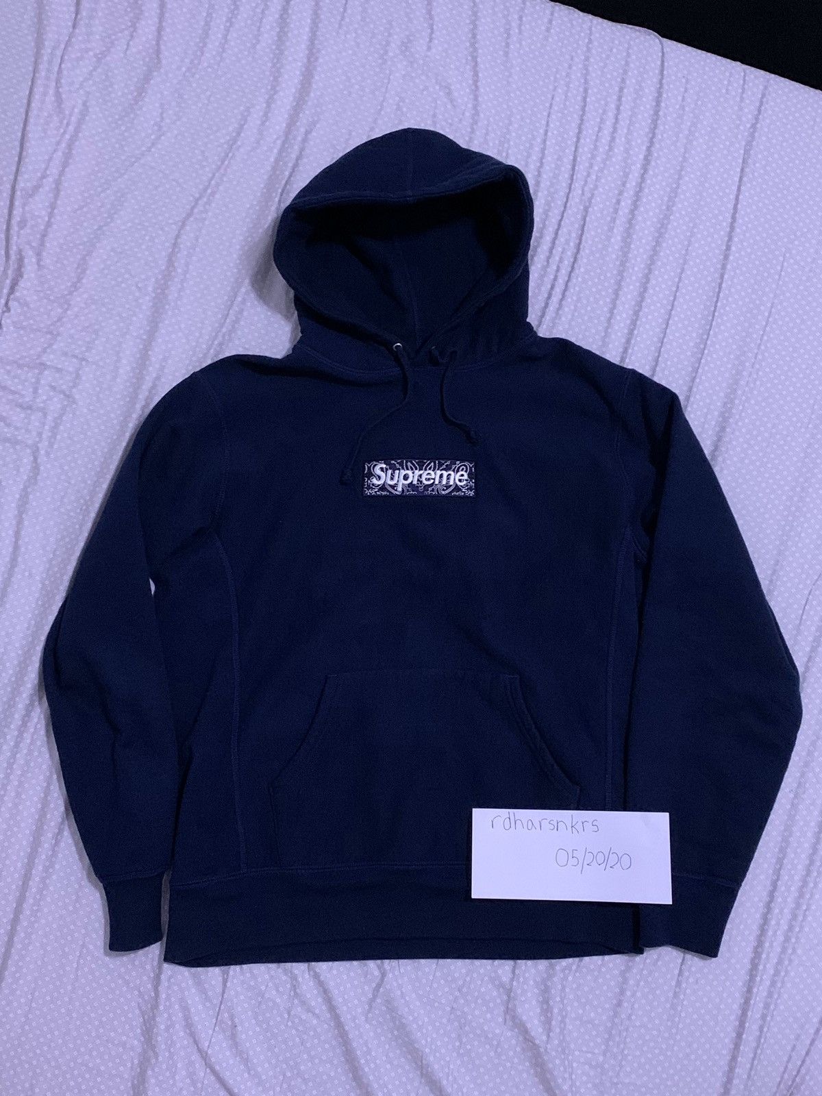 Supreme Supreme Bandana Box Logo Hoodie Navy Large | Grailed