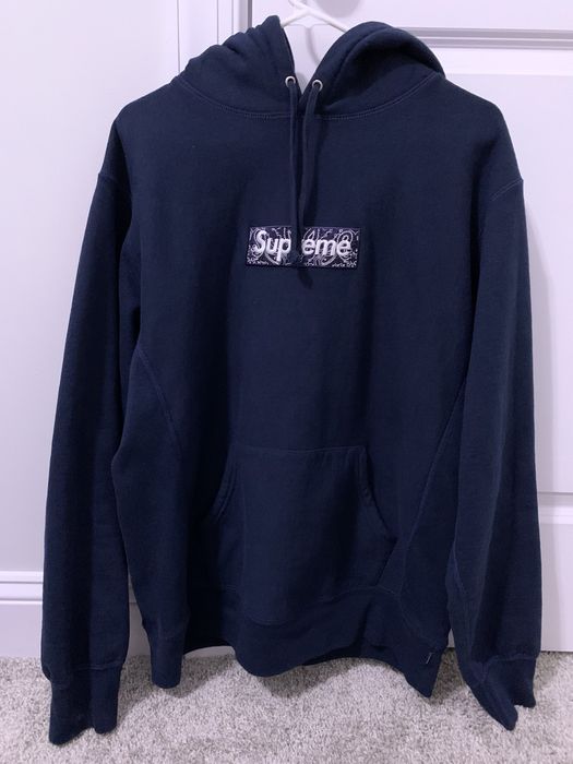 Supreme Supreme Bandana Box Logo Hoodie Navy Large | Grailed