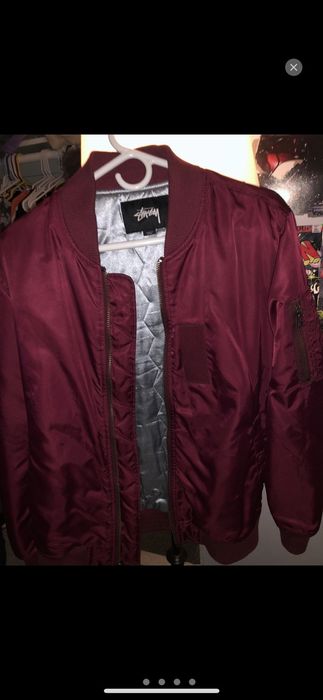 Stussy Stussy MA-1 Bomber Jacket Burgundy | Grailed