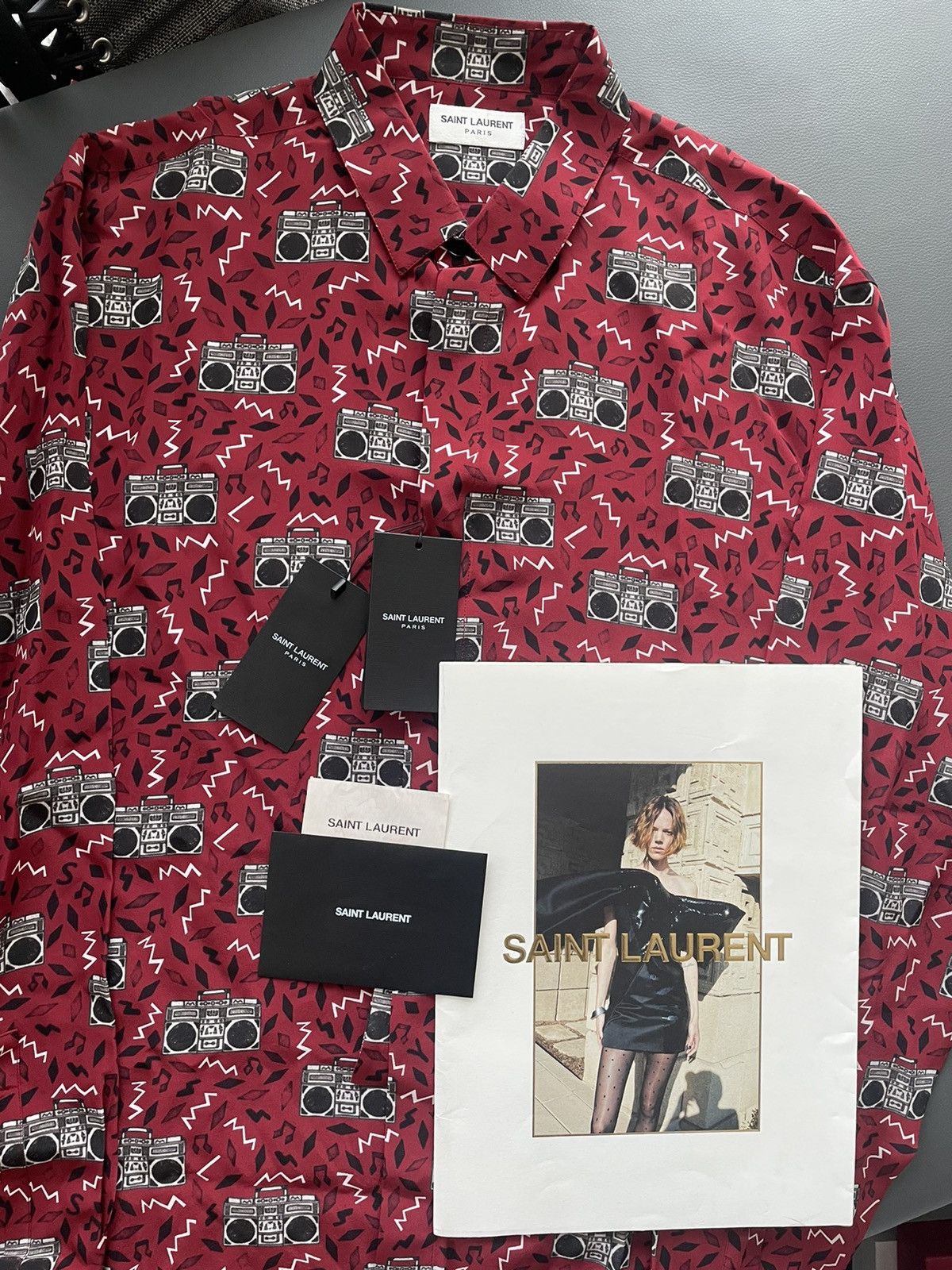 Hedi Slimane × Saint Laurent Paris × Yves Saint Laurent Rare Limited Edition Runway NEW $1,350 Value Pure Silk Shirt Size US L / EU 52-54 / 3 - 3 Thumbnail