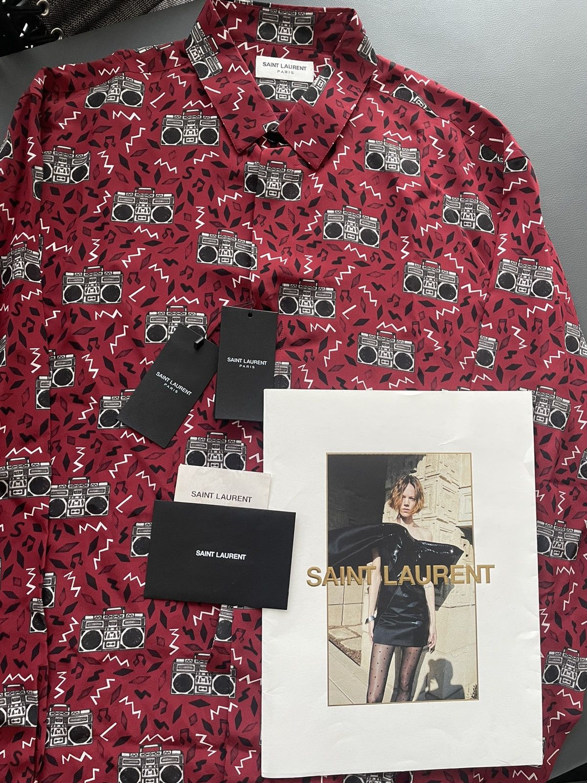 Hedi Slimane × Saint Laurent Paris × Yves Saint Laurent Rare Limited Edition Runway NEW $1,350 Value Pure Silk Shirt Size US L / EU 52-54 / 3 - 22 Thumbnail