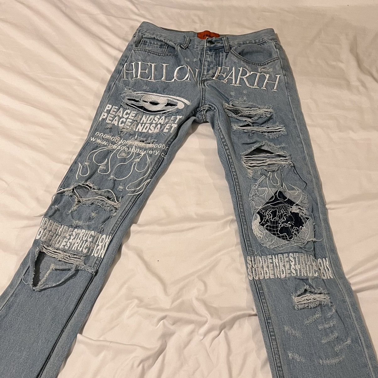 Bravado × Ev Bravado MRDR BRVDO MURDER BRAVADO HELL ON EARTH DENIM JEANS Size US 28 / EU 44 - 3 Thumbnail