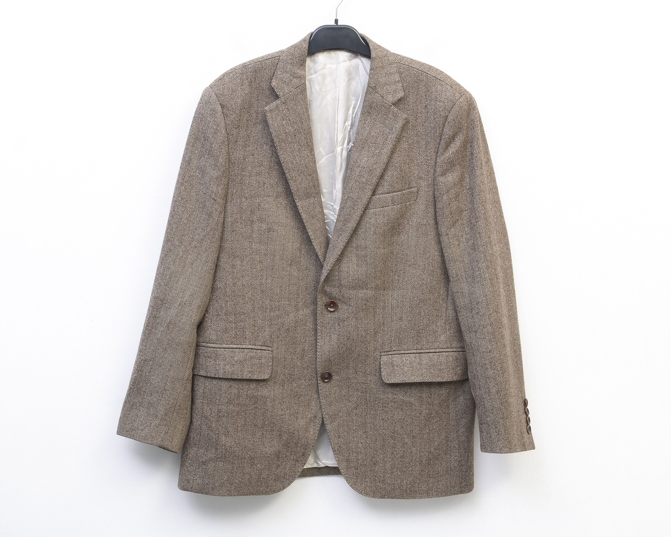 Oscar Jacobson Wool Cashmere Jack Blazer Tweed Herringbone Jacket Coat 96 Size US M / EU 48-50 / 2 - 1 Thumbnail