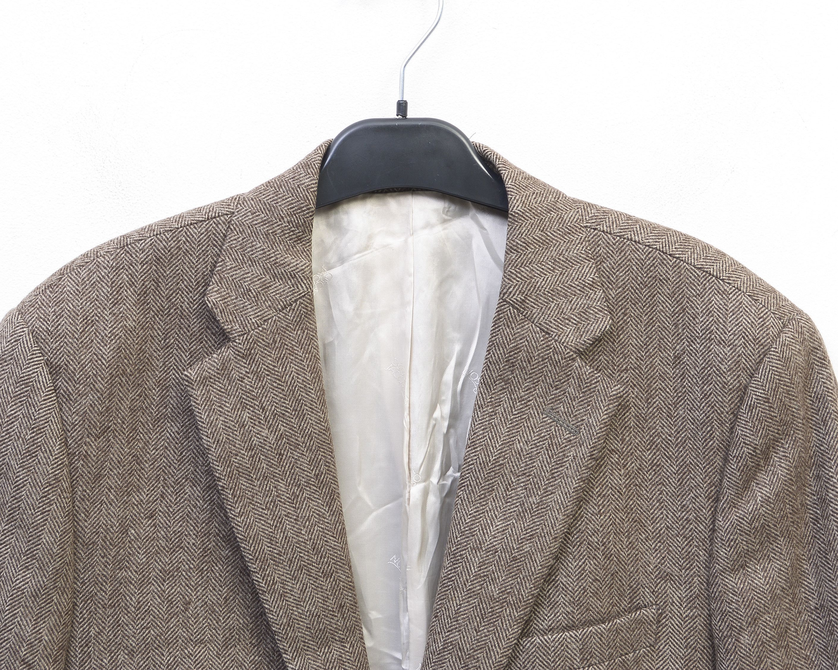 Oscar Jacobson Wool Cashmere Jack Blazer Tweed Herringbone Jacket Coat 96 Size US M / EU 48-50 / 2 - 2 Thumbnail