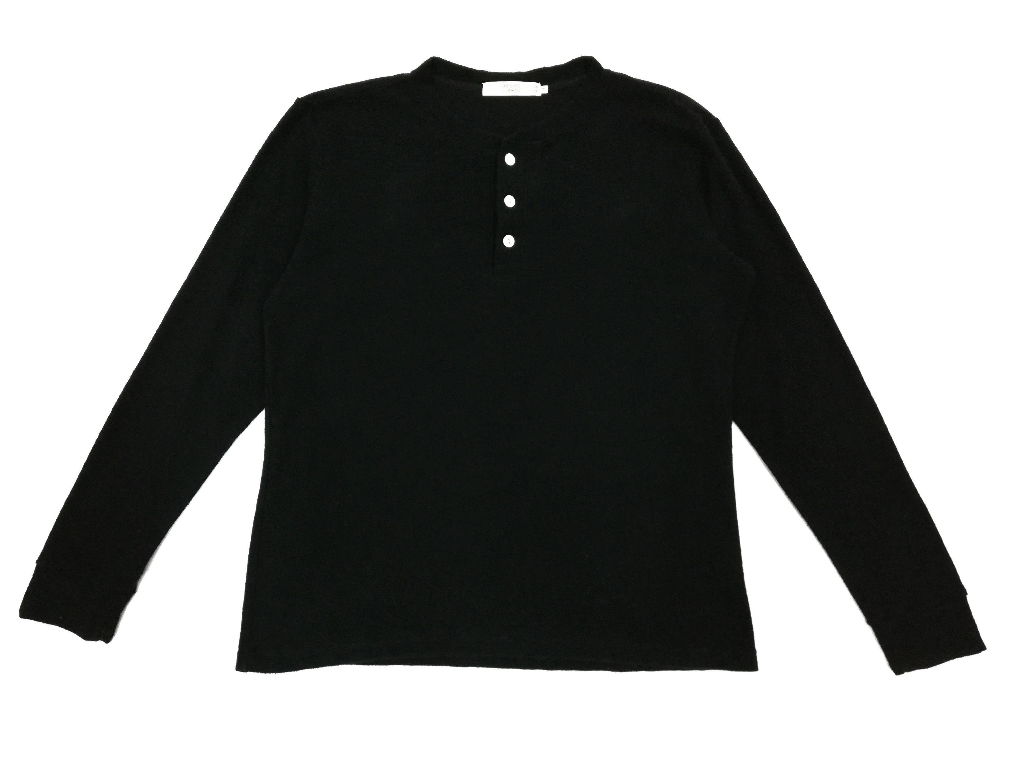 image of Beams Plus Designe Beams Light Black Long Sleeve 3 Buttons Up Cotton, Men's (Size Small)