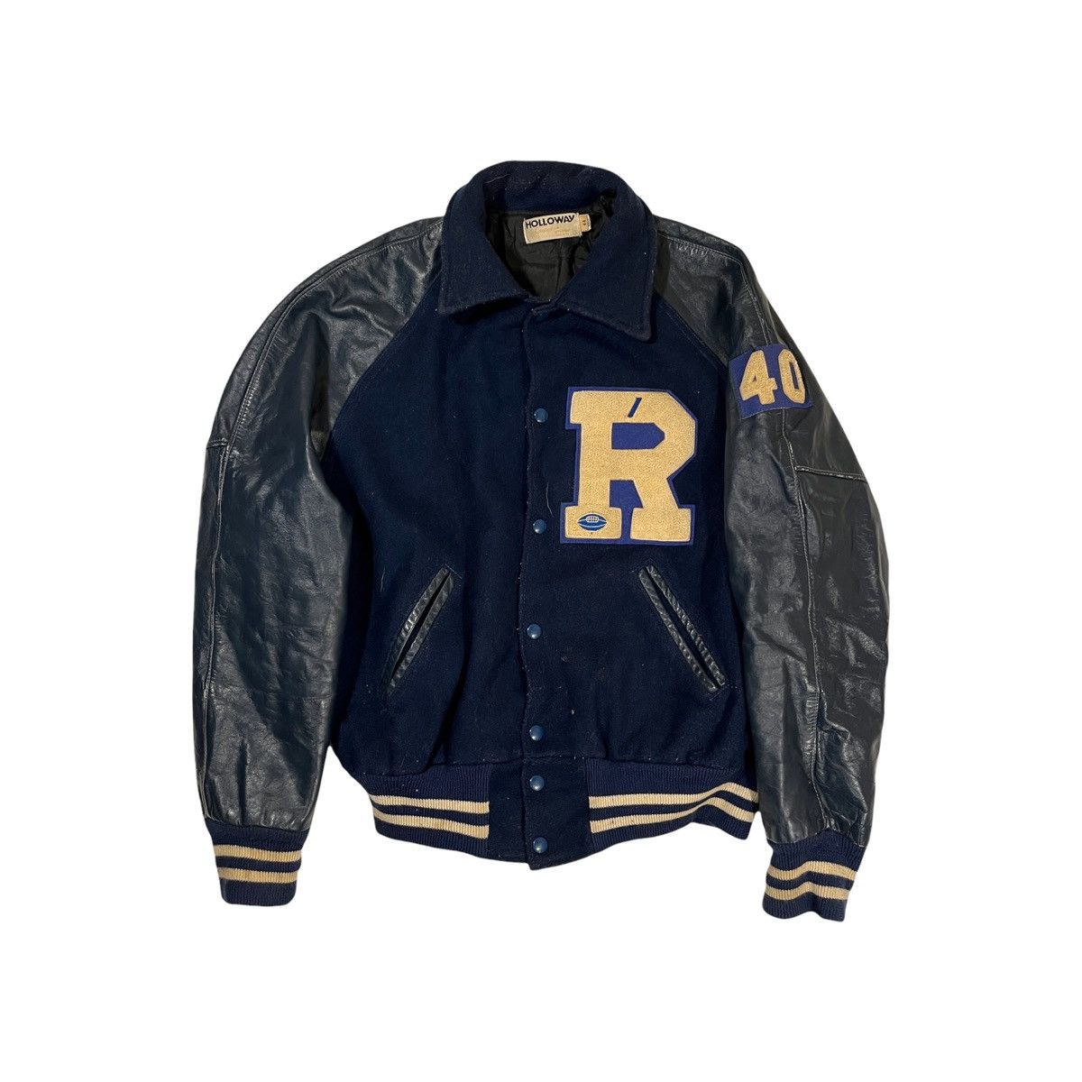 80s Holloway Varsity Jacket Blue