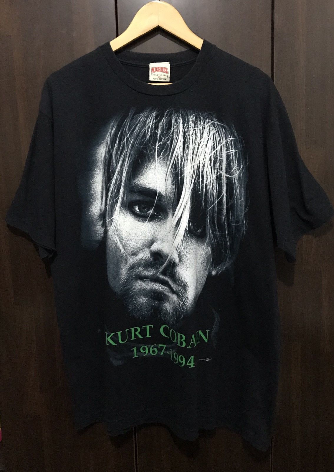image of Band Tees x Kurt Cobain Vintage 1998 Kurt Cobain 1967-1994 “Nirvana” Tshirt in Black (Size XL)
