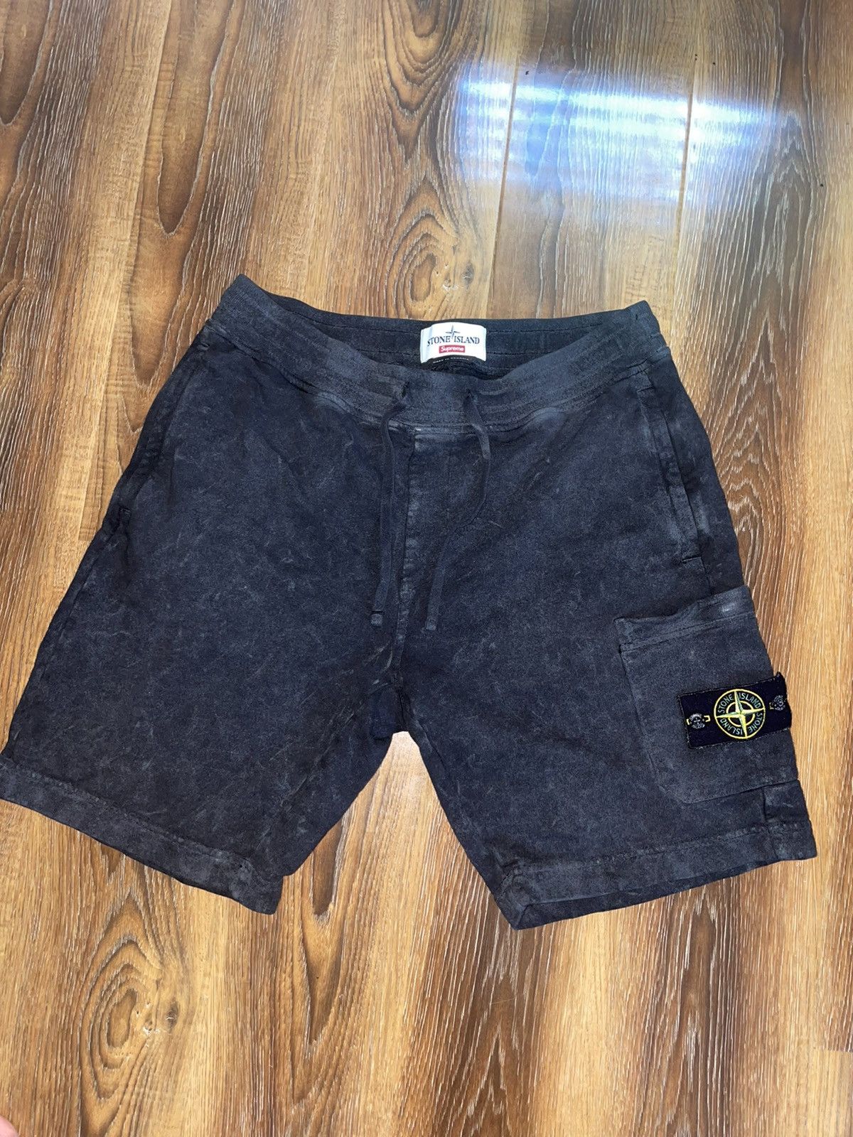 Supreme Supreme Stone Island Sweatshorts (black) | Grailed