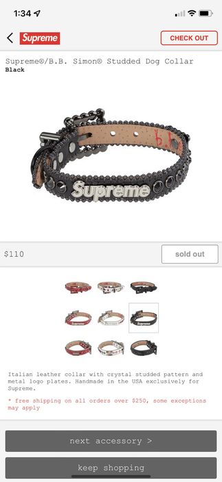 Supreme B.B. Simon Studded Dog Collar Red