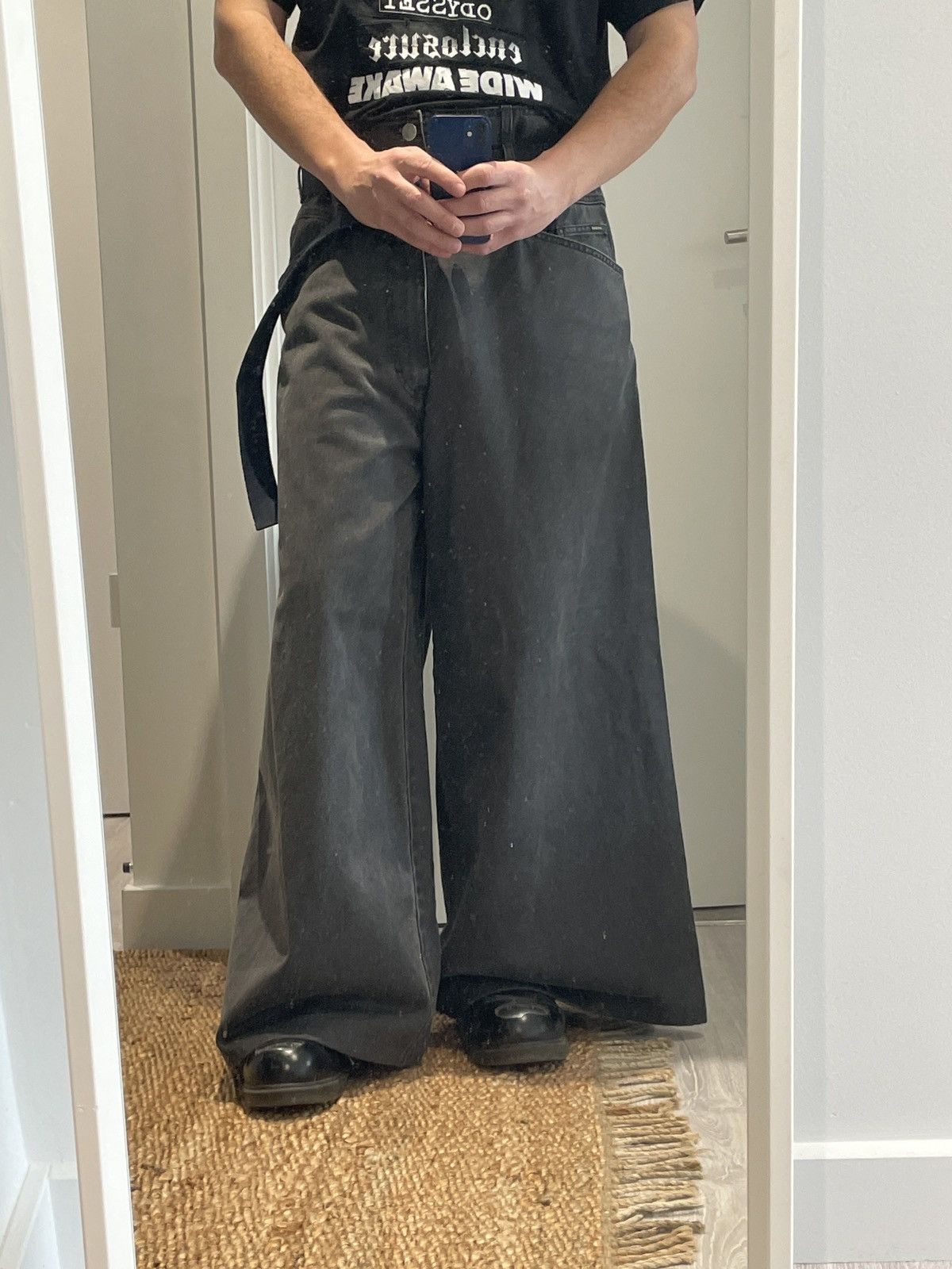 Raf Simons Archive Redux Waves AW04 - Black washed Rave oversized jeans |  Grailed